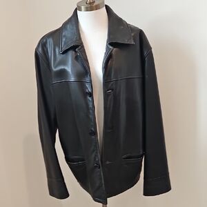 Danier Black Leather Shirt Jacket
